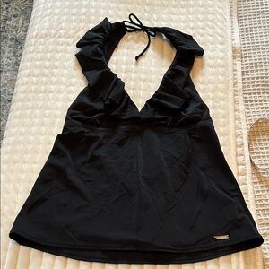 Liz Claiborne Black Tankini top with Logo Detail